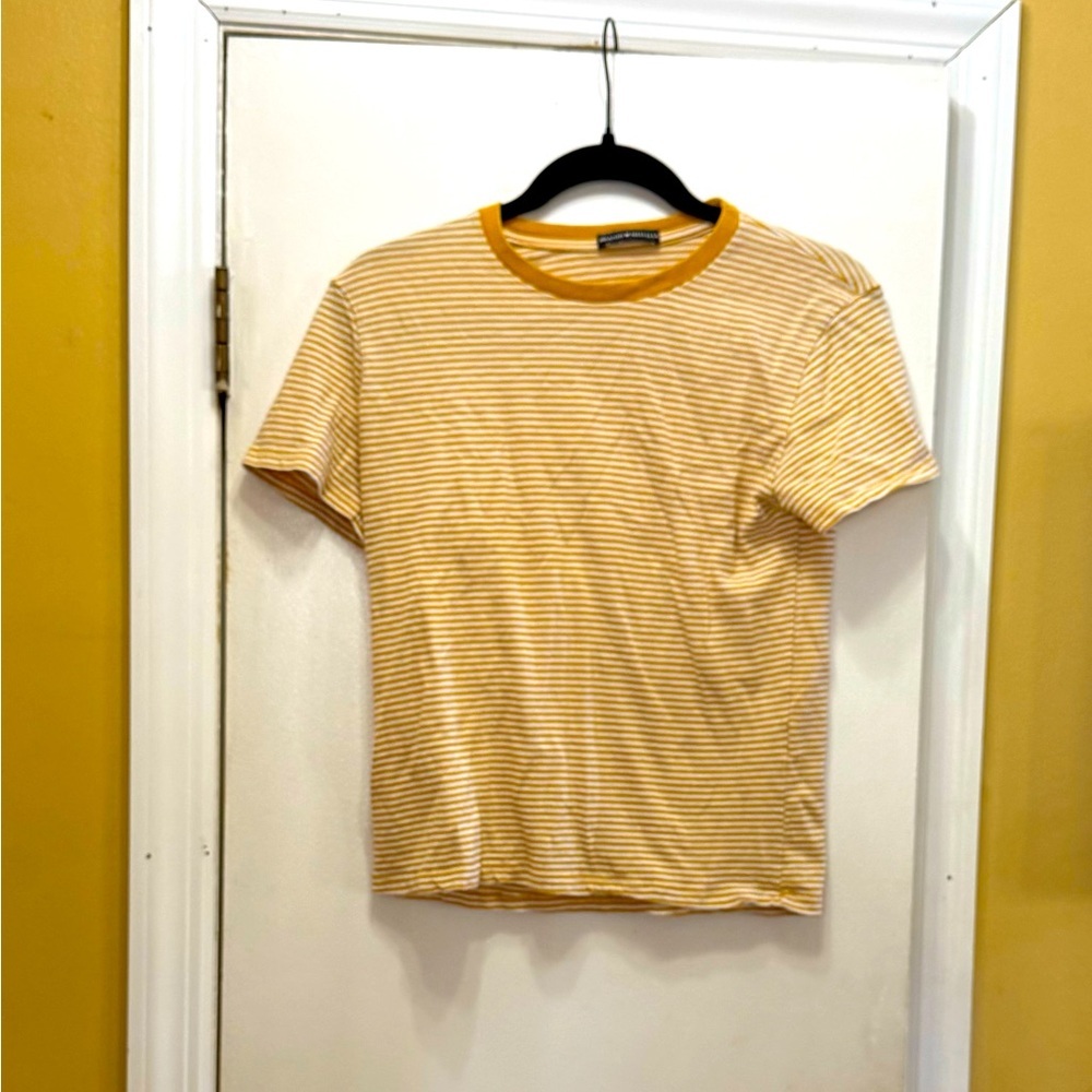 Striped Yellow Brandy Melville Cropped T Shirt!